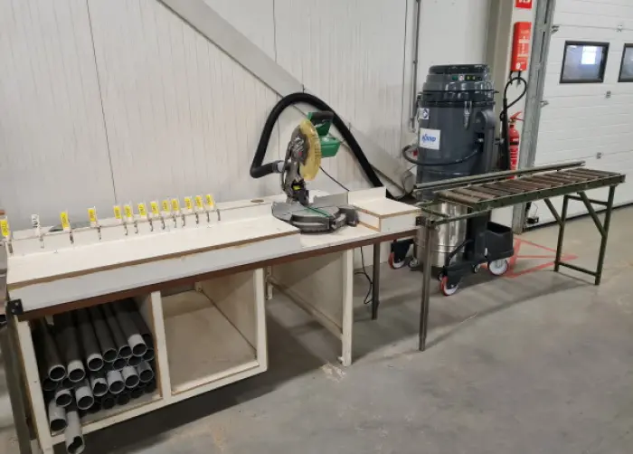 Zaagmachine afzuiging met atex stofzuiger